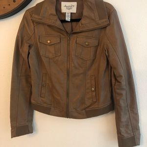 M Brown Faux Leather Jacket